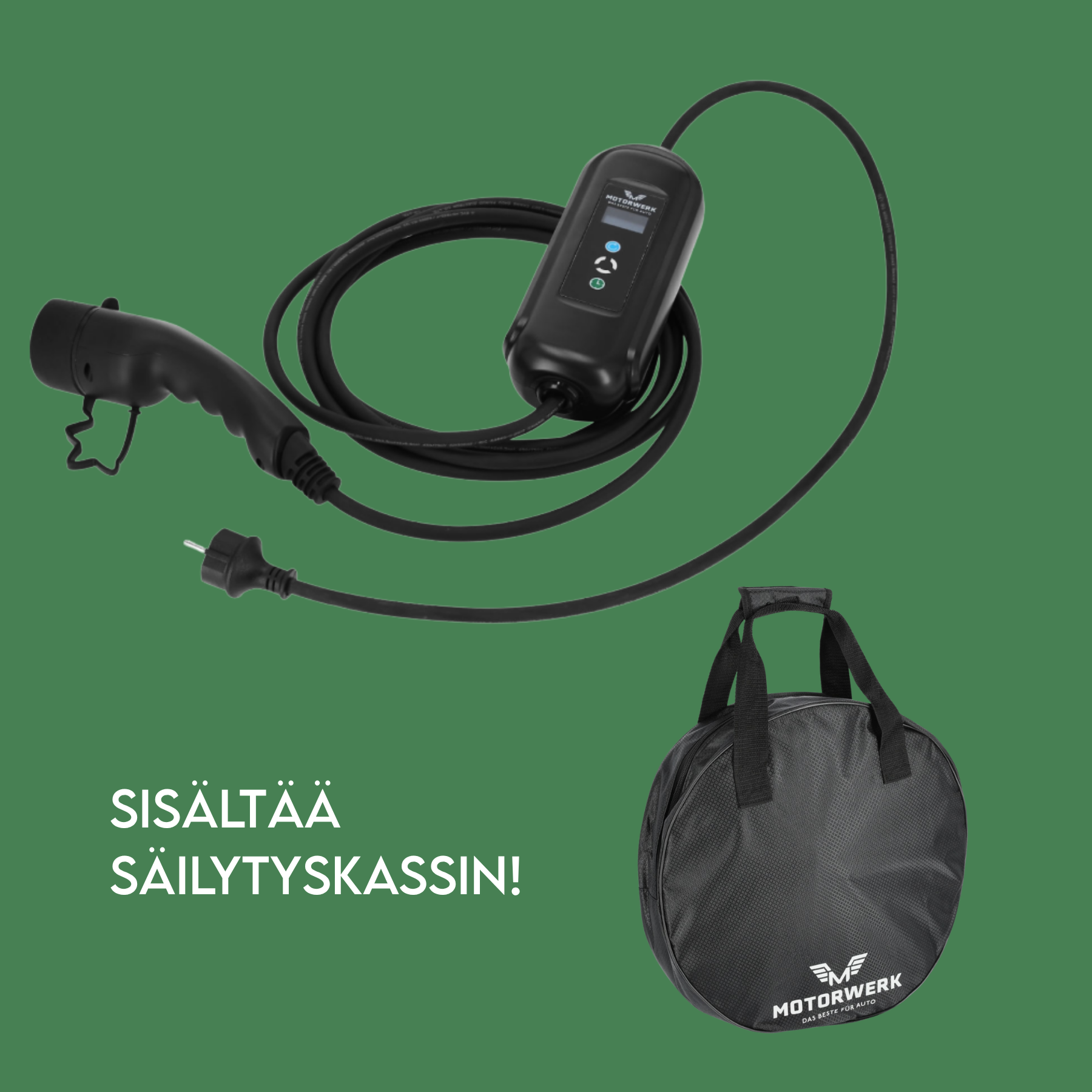 Motorwerk laitteen mukana tulee säilytyskassi